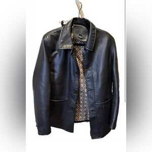 Vintage oversized leather blazer with satin design